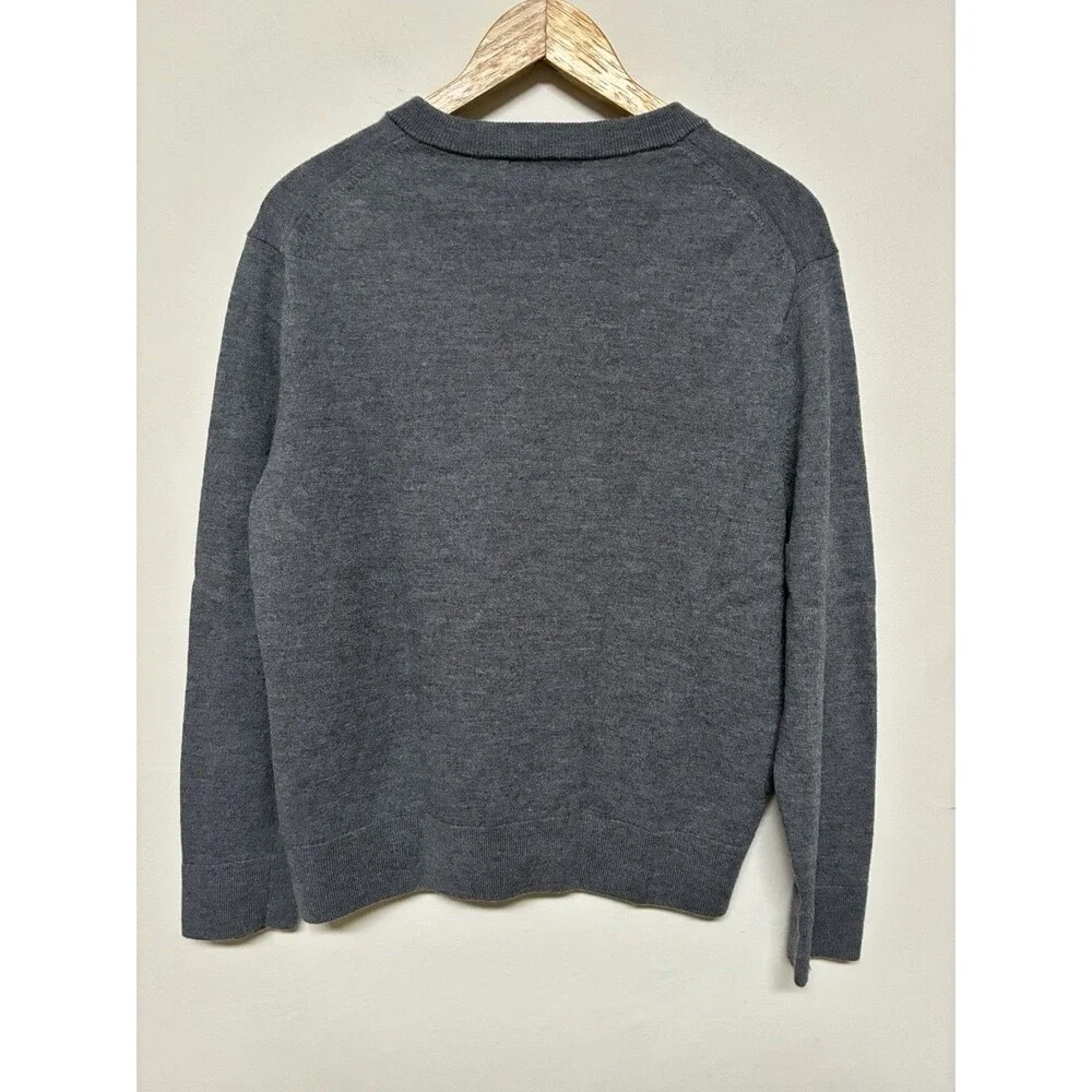 Banana Republic Italian Wool Sweater Men’s Large V Neck Grey Business Casual